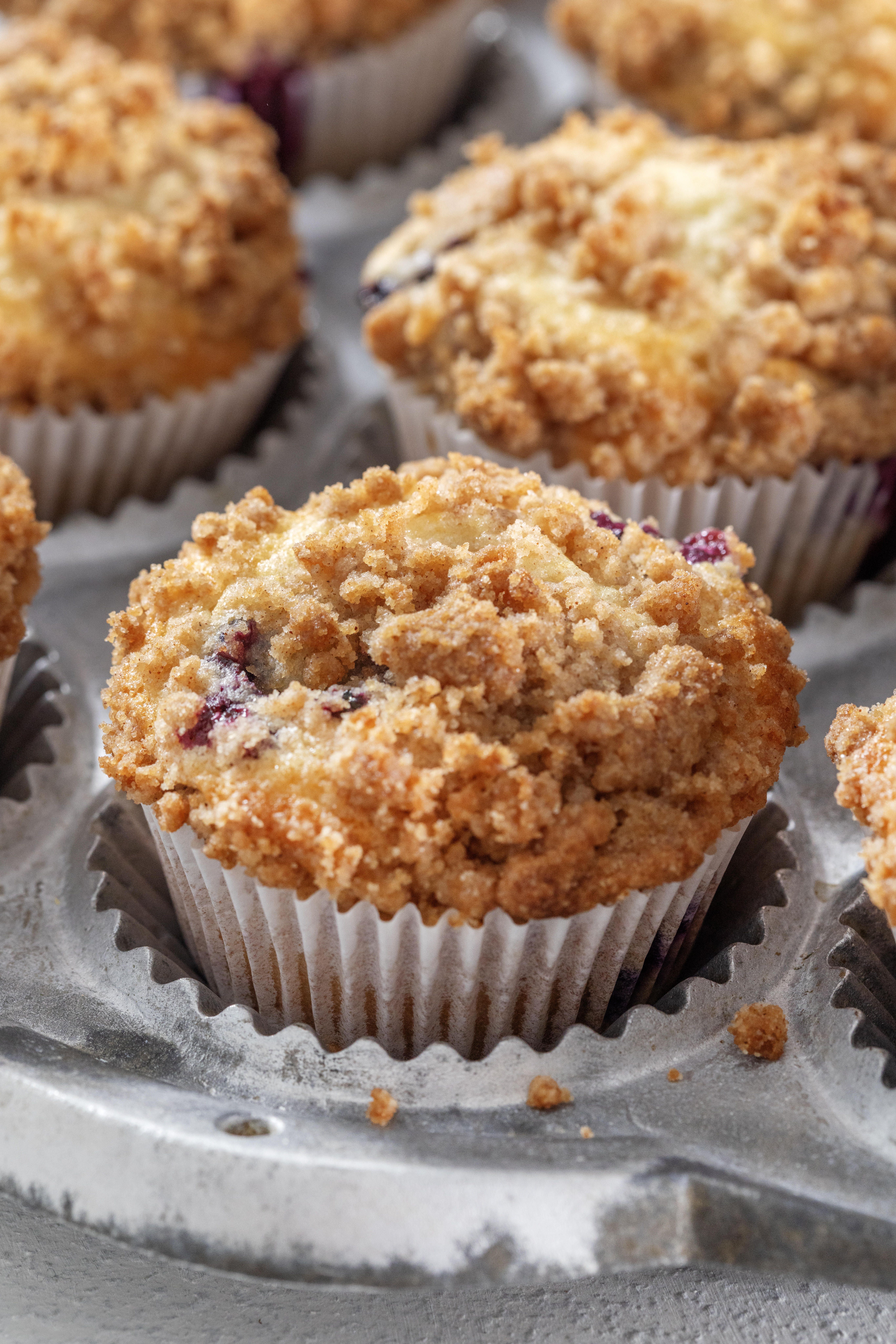 blueberry muffins with crumb topping