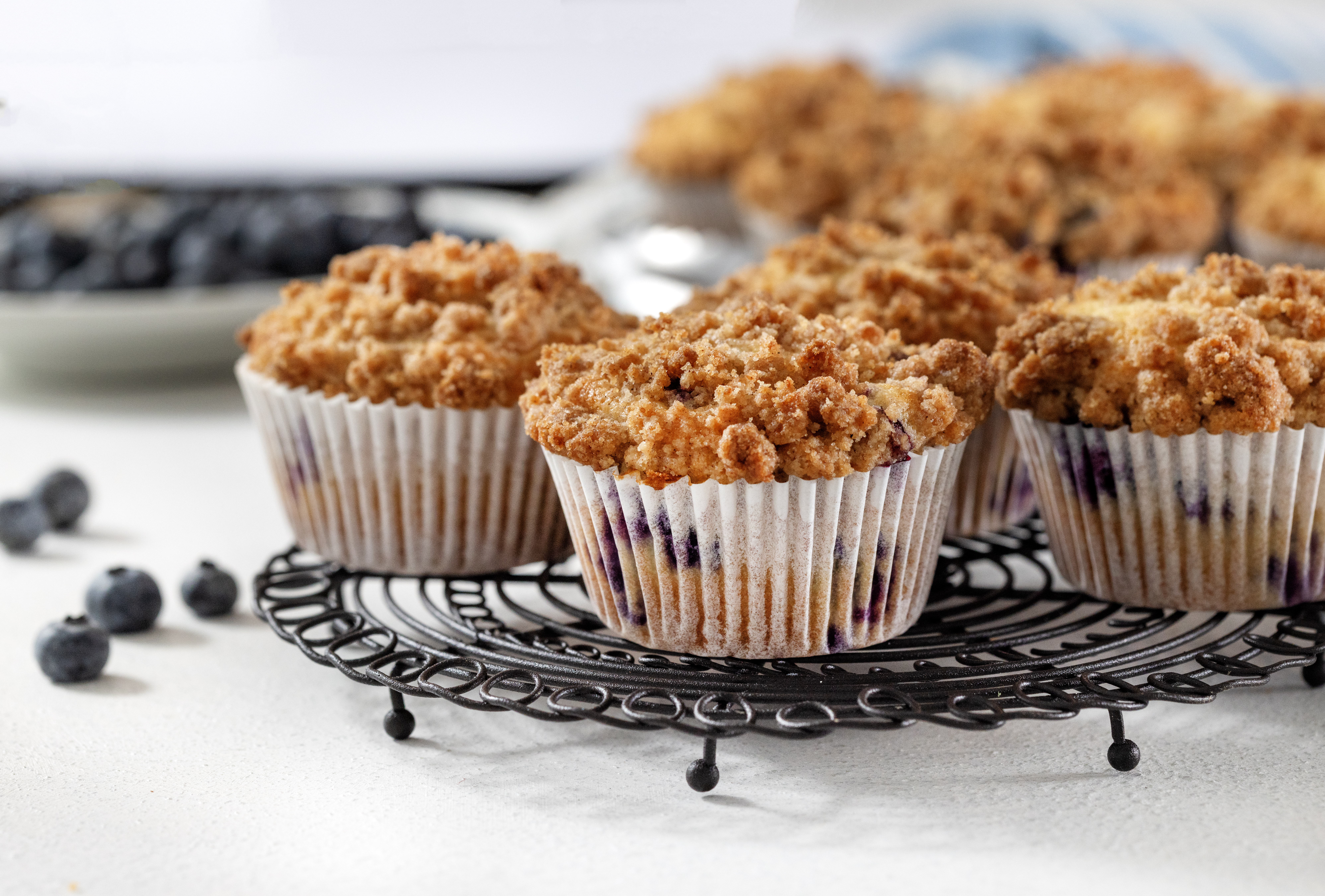blueberry muffins with crumb topping