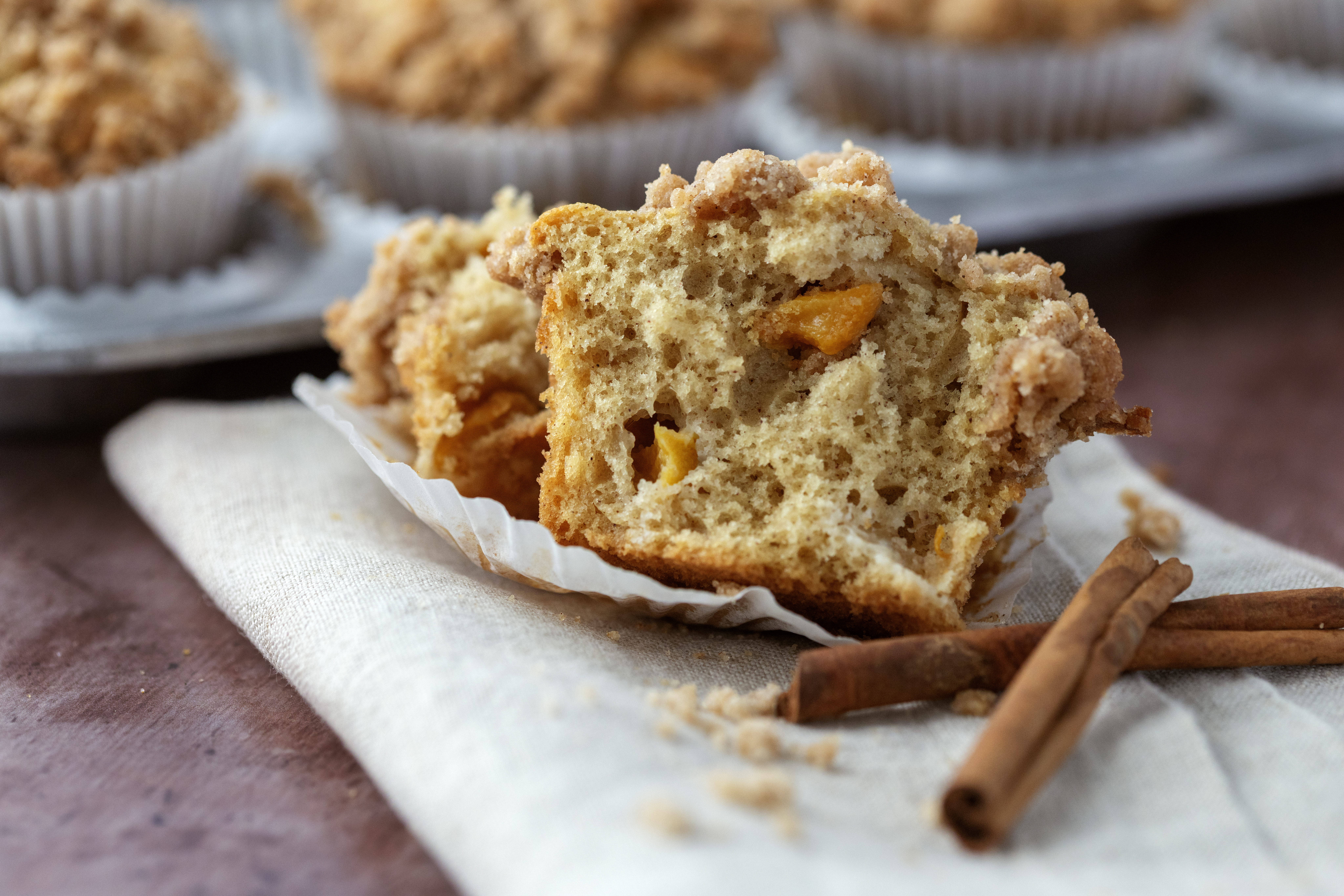 Peach Muffins with Crumb Topping