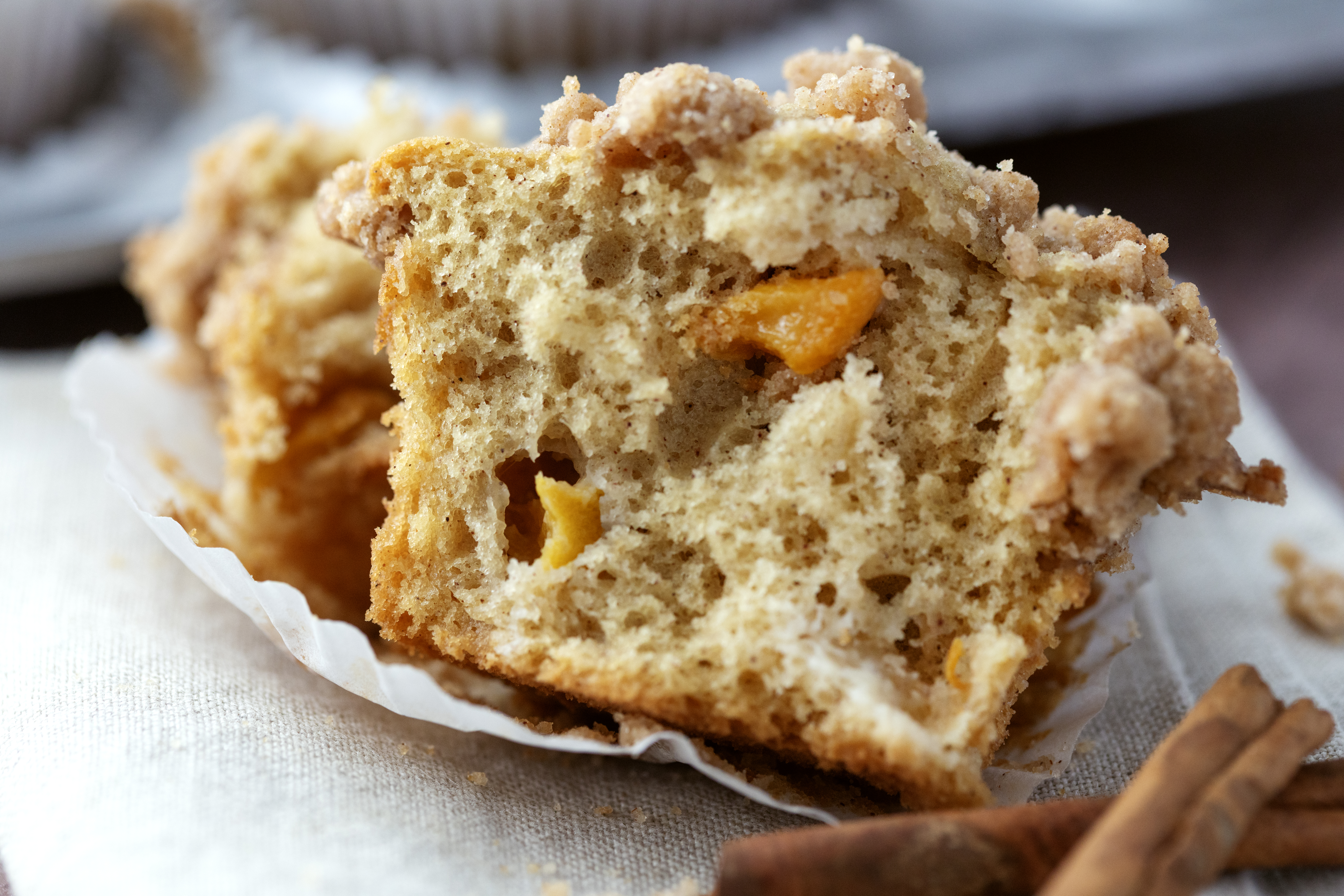Peach Muffins with Crumb Topping