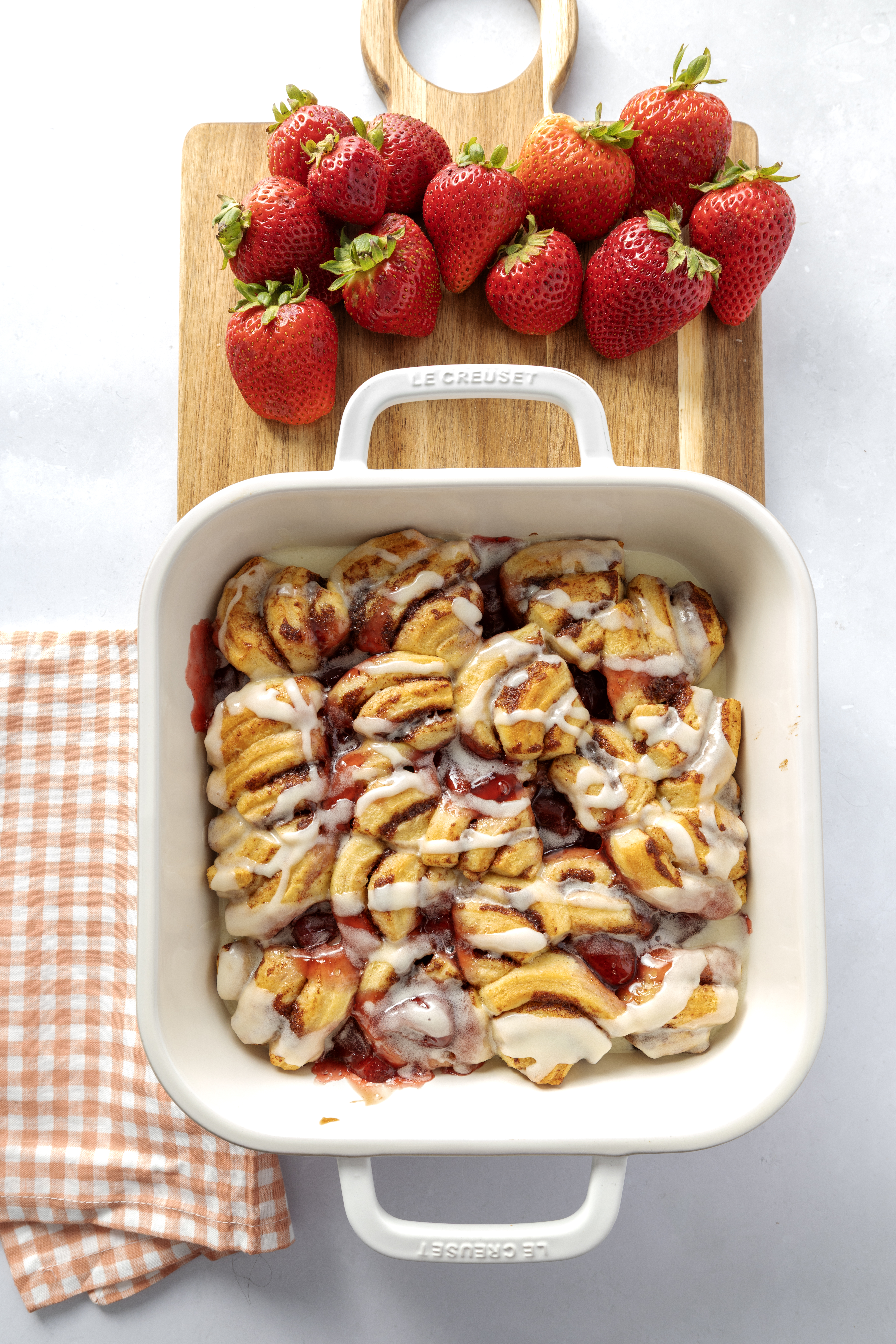 Strawberry Cinnamon Roll Bake