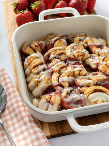Strawberry Cinnamon Roll Bake