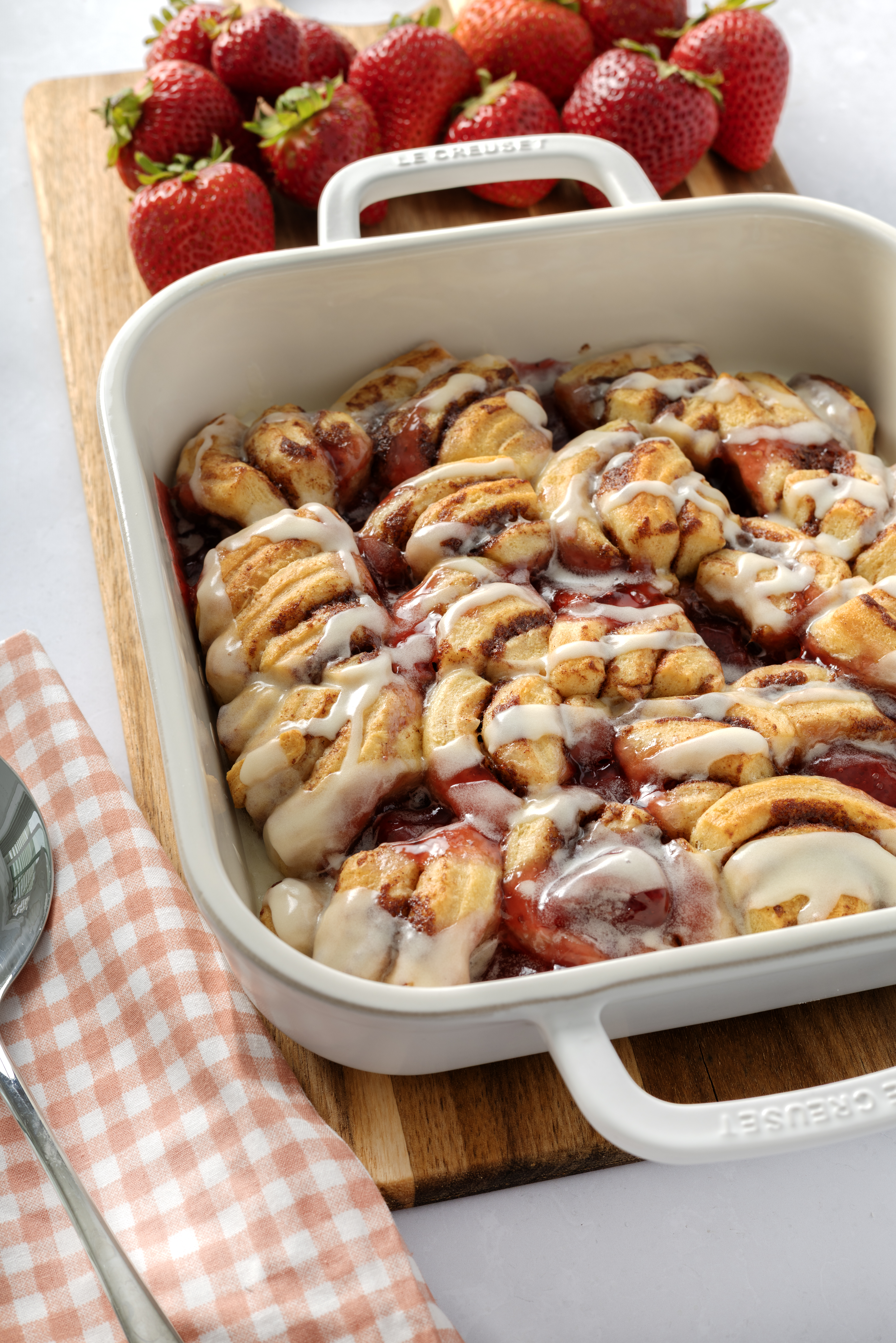Strawberry Cinnamon Roll Bake