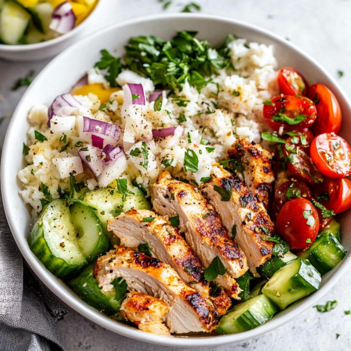 Healthy Greek Chicken Bowls - Krystel's Cooking