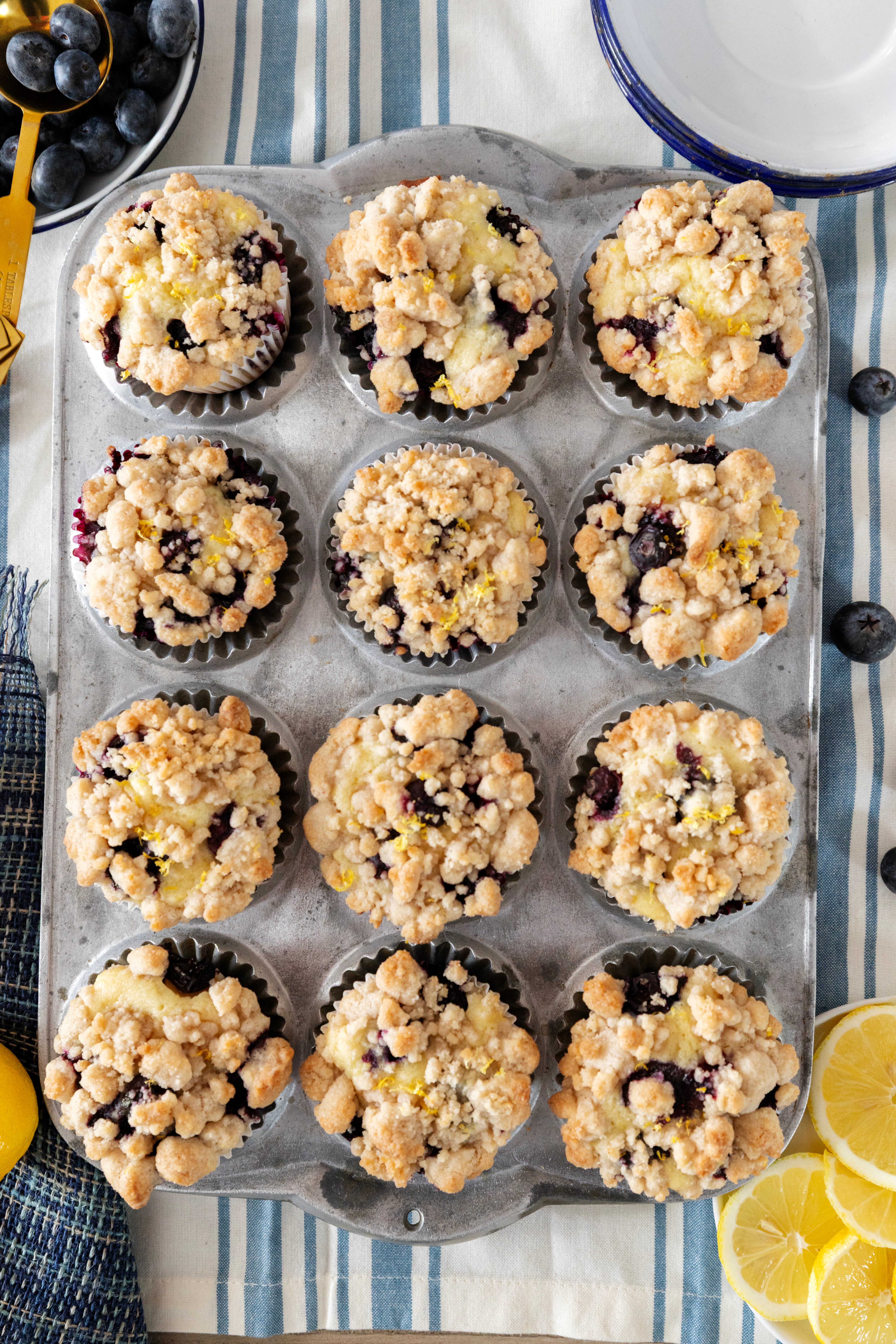 Lemon Blueberry Muffins with crumb topping
