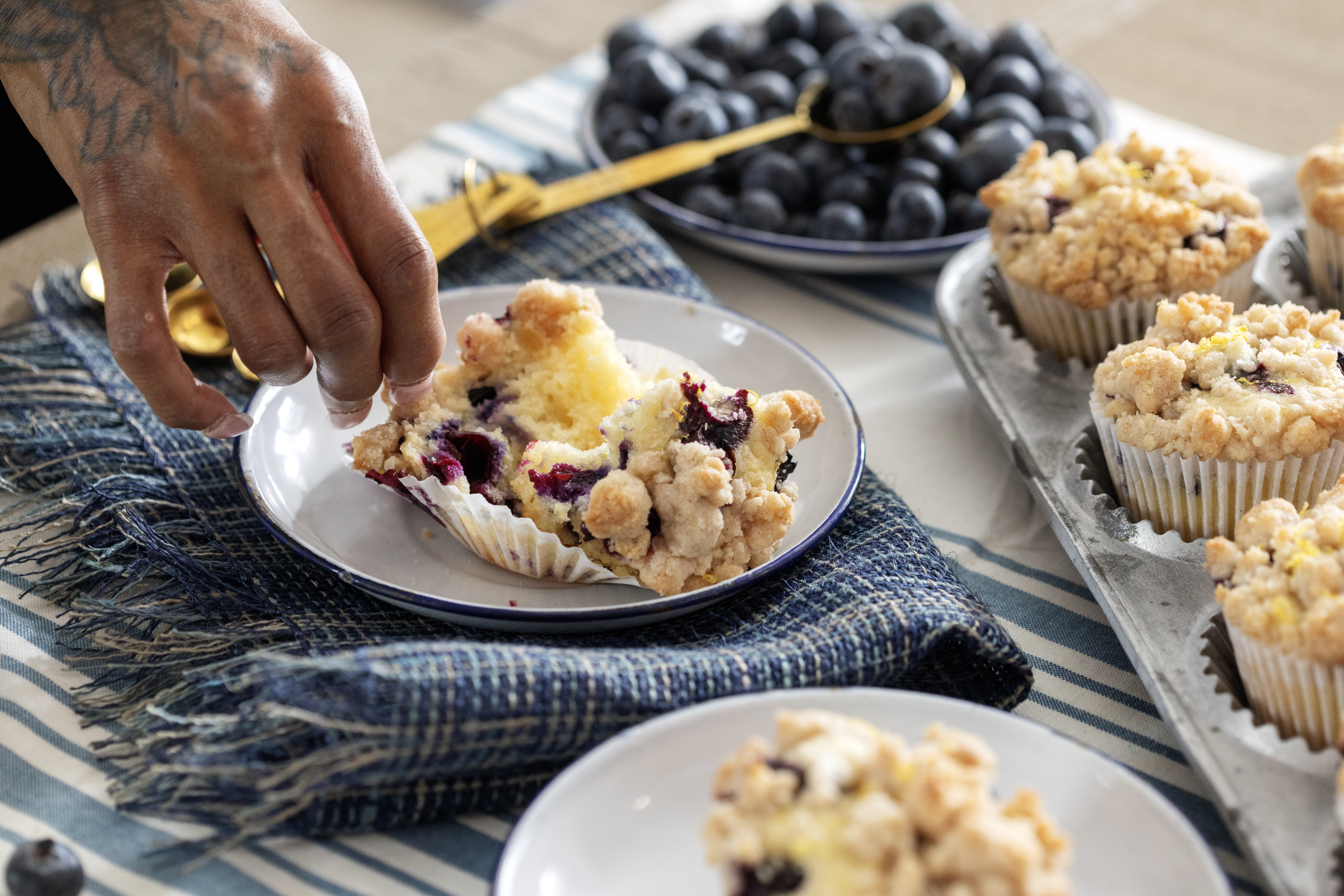 Lemon Blueberry Muffins with crumb topping