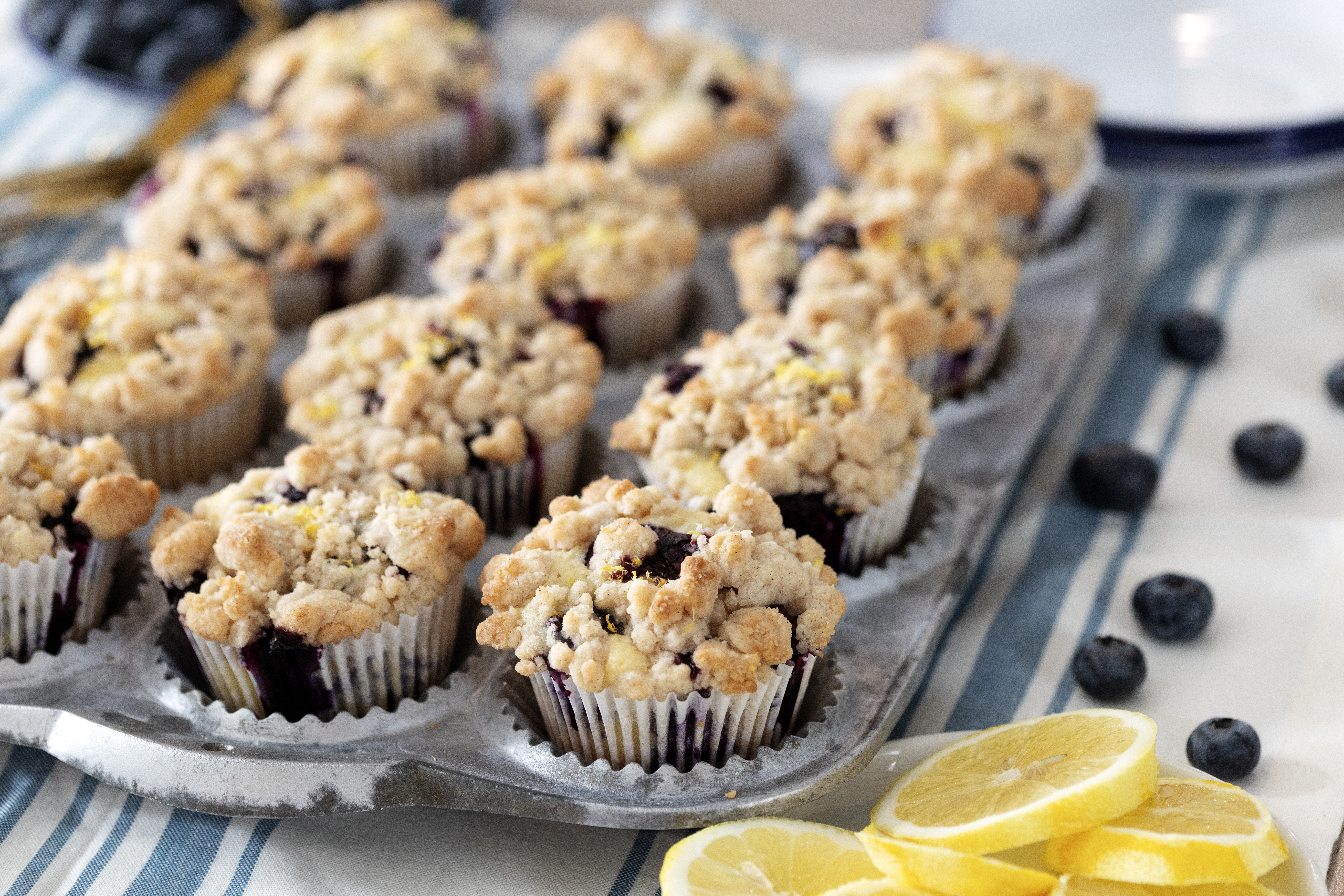 Lemon Blueberry Muffins with crumb topping
