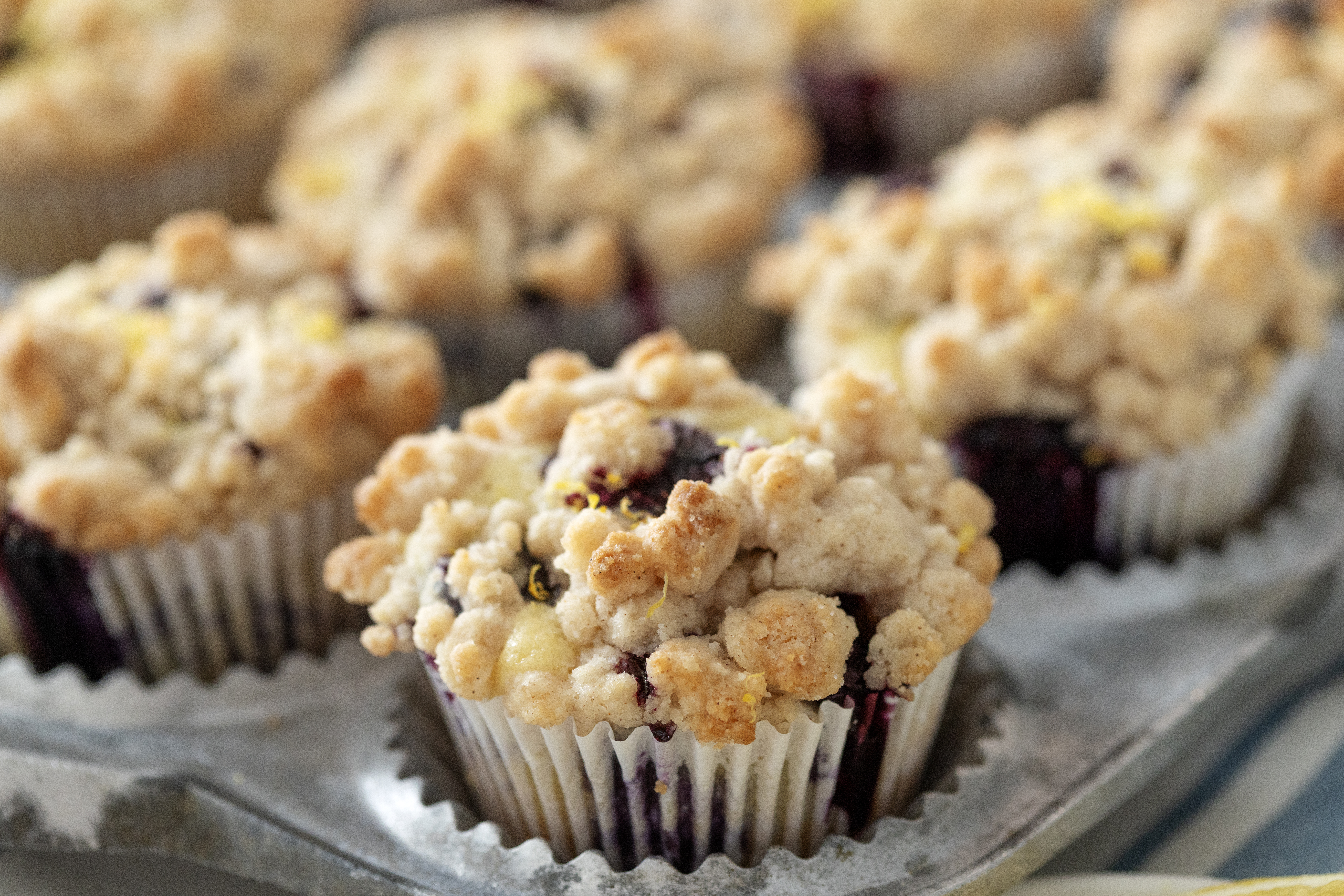 Lemon Blueberry Muffins with crumb topping