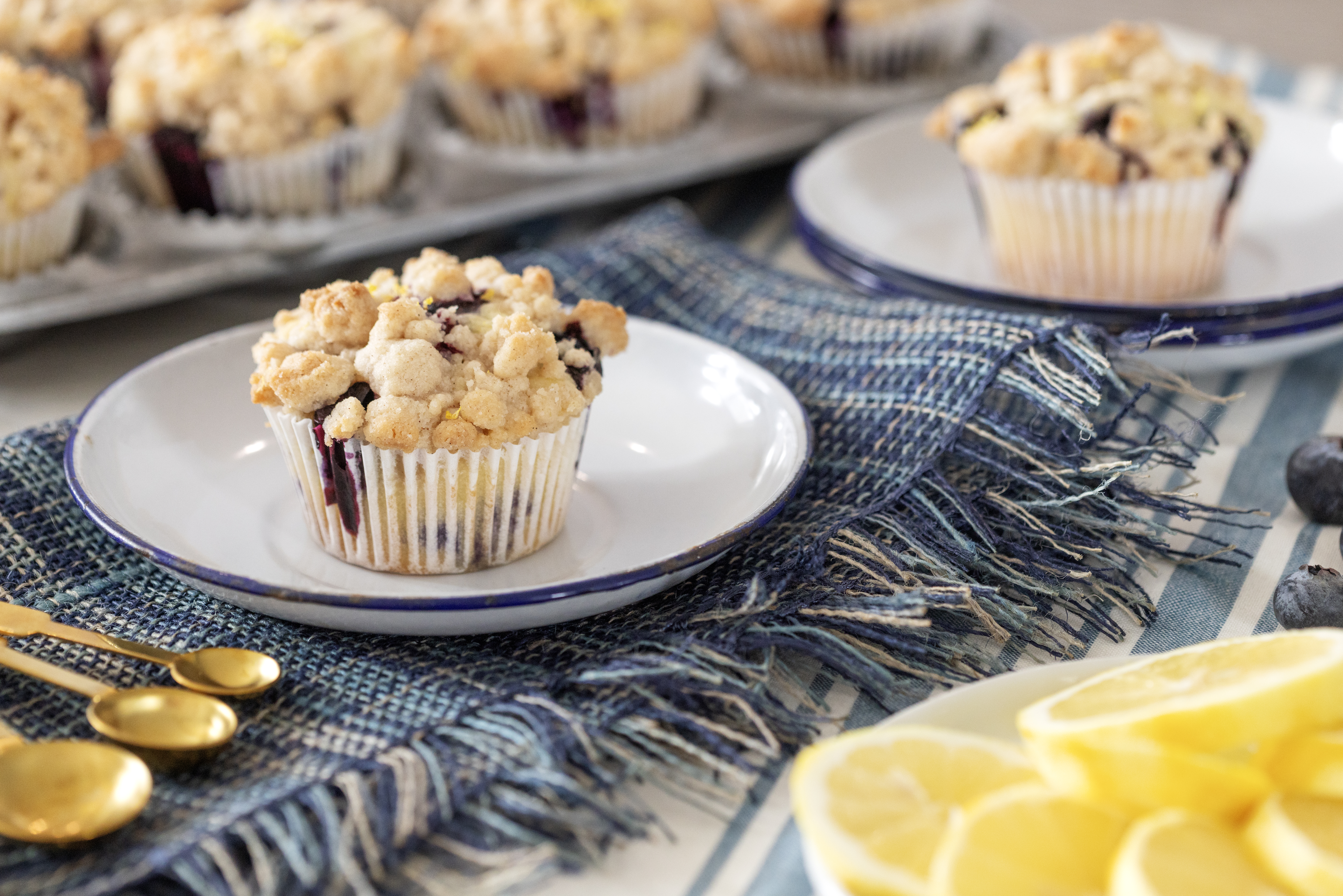 Lemon Blueberry Muffins with crumb topping