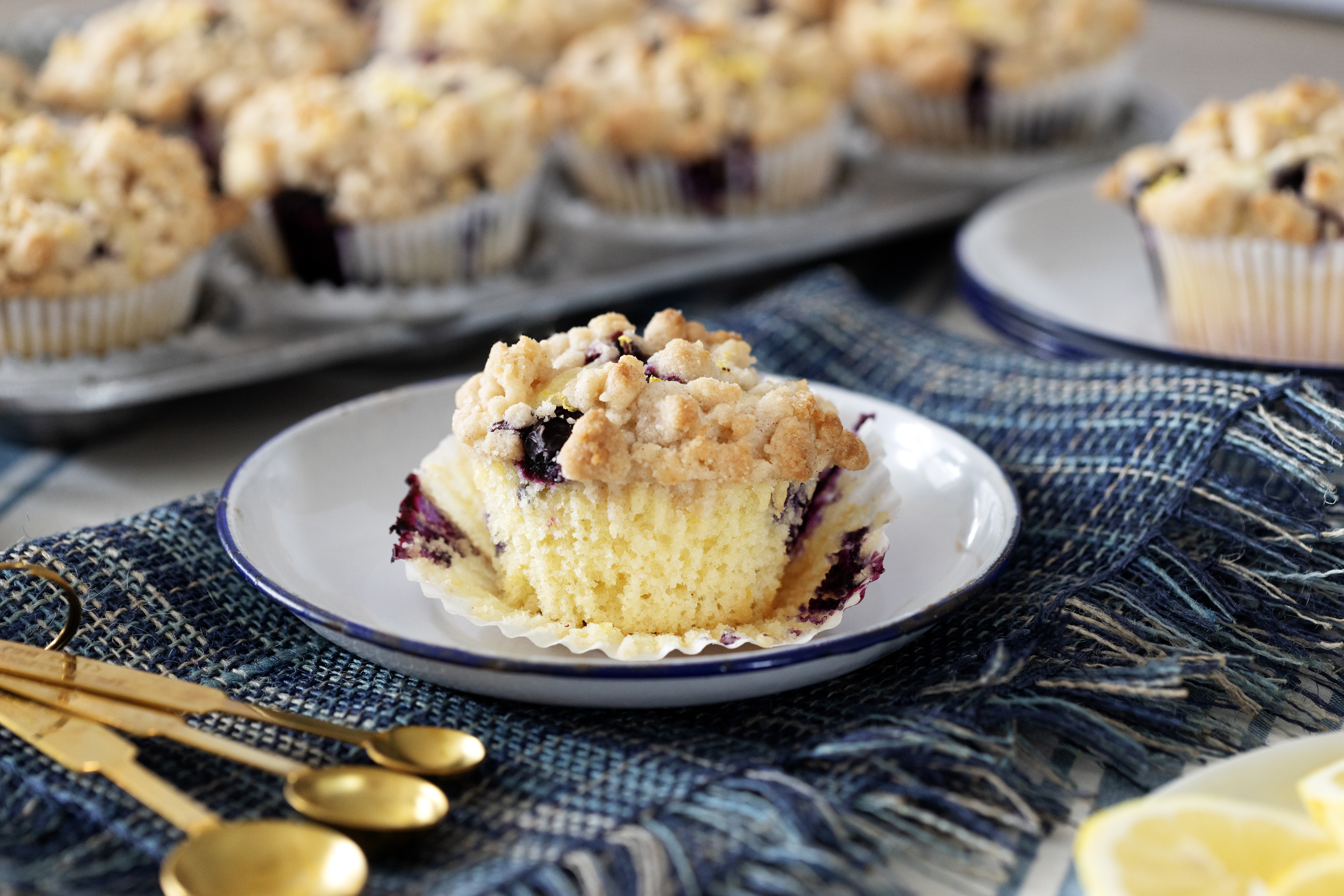 Lemon Blueberry Muffins with crumb topping