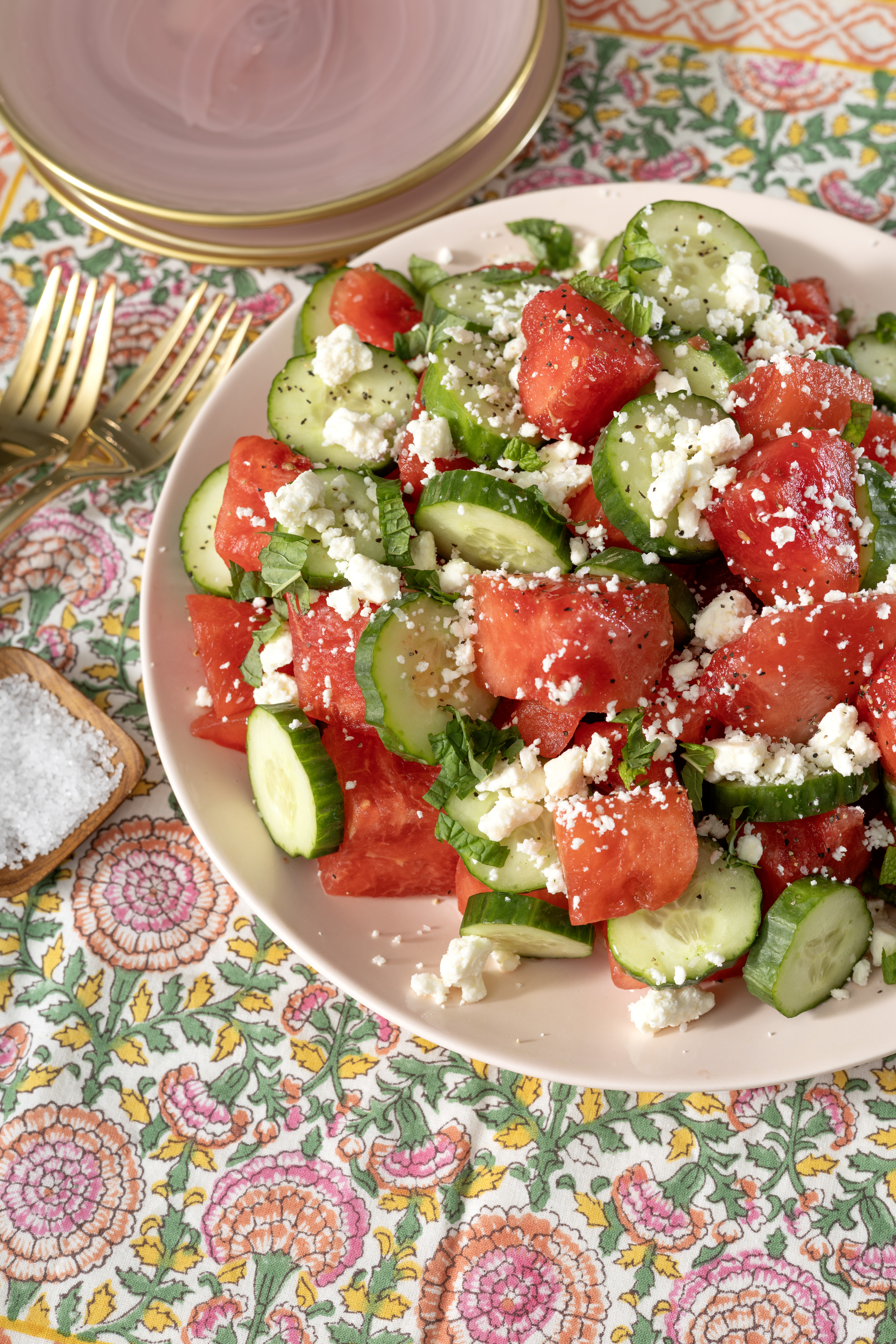 Watermelon Cucumber and Feta Salad