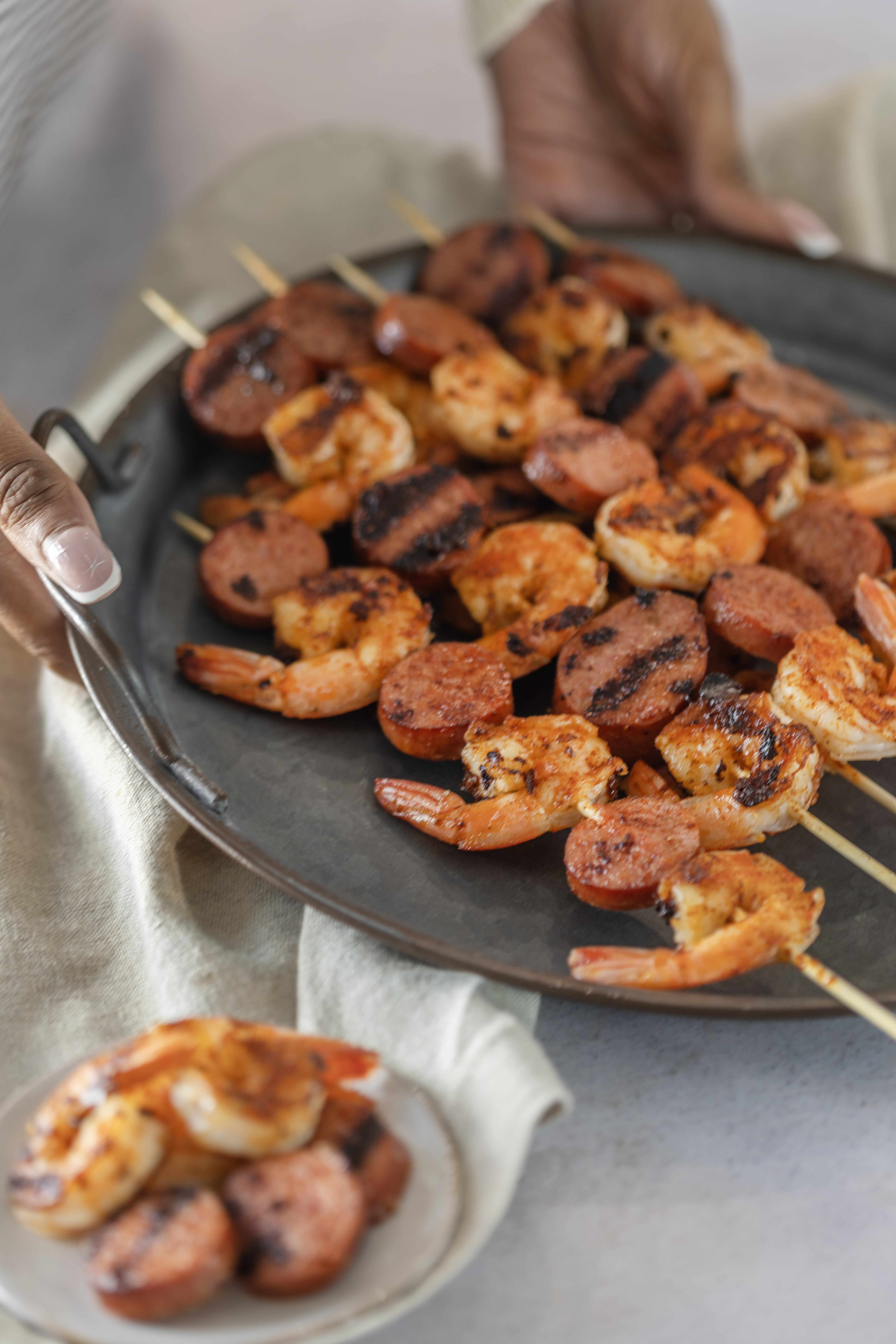 Sausage and Shrimp Skewers