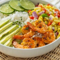 Shrimp Avocado Bowl with Mango Salsa