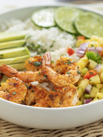 Shrimp Avocado Bowl with Mango Salsa