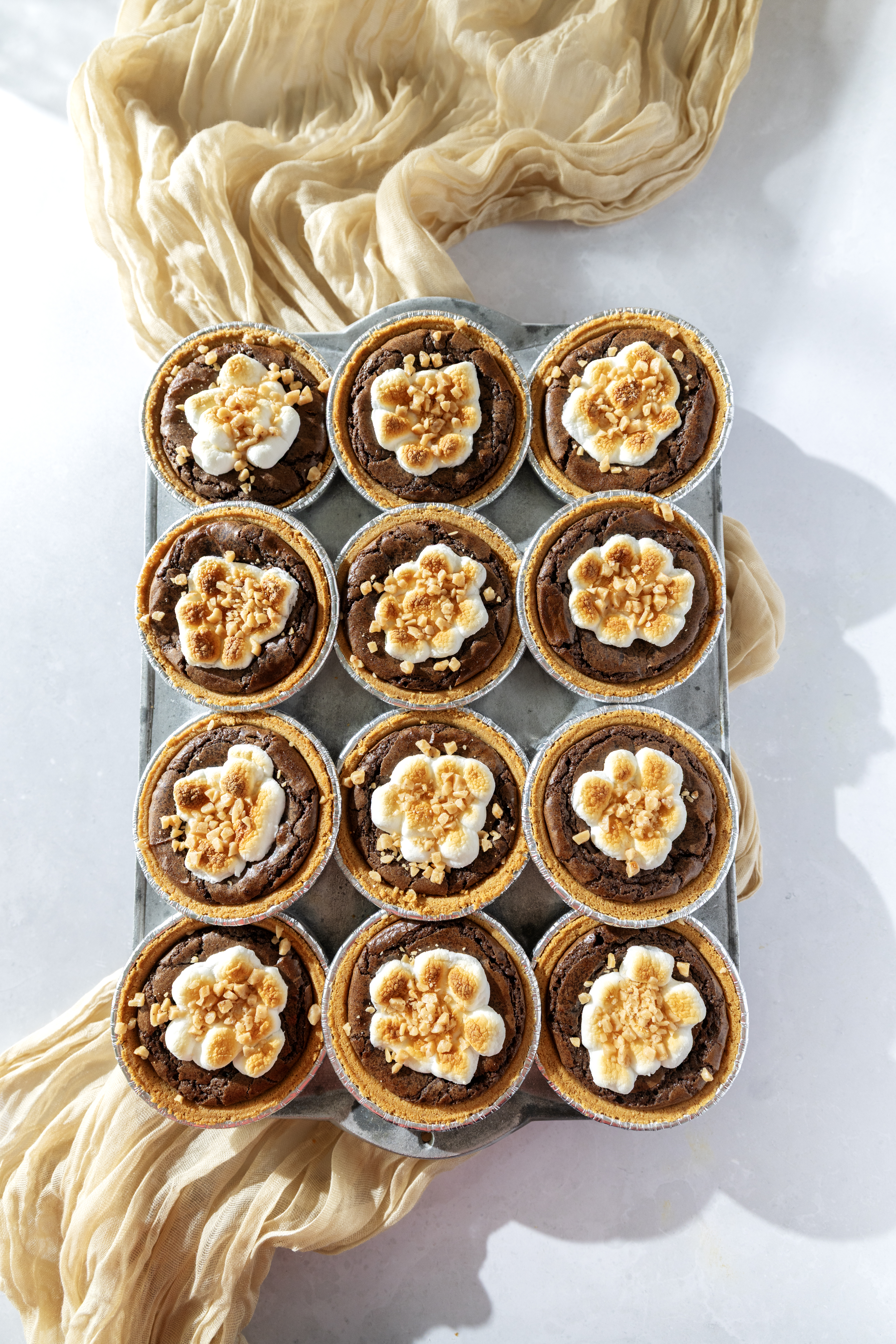 Gooey Toffee S’mores Brownie Pies