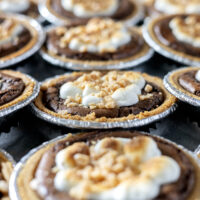 Gooey Toffee S’mores Brownie Pies