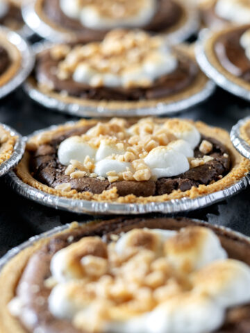 Gooey Toffee S’mores Brownie Pies
