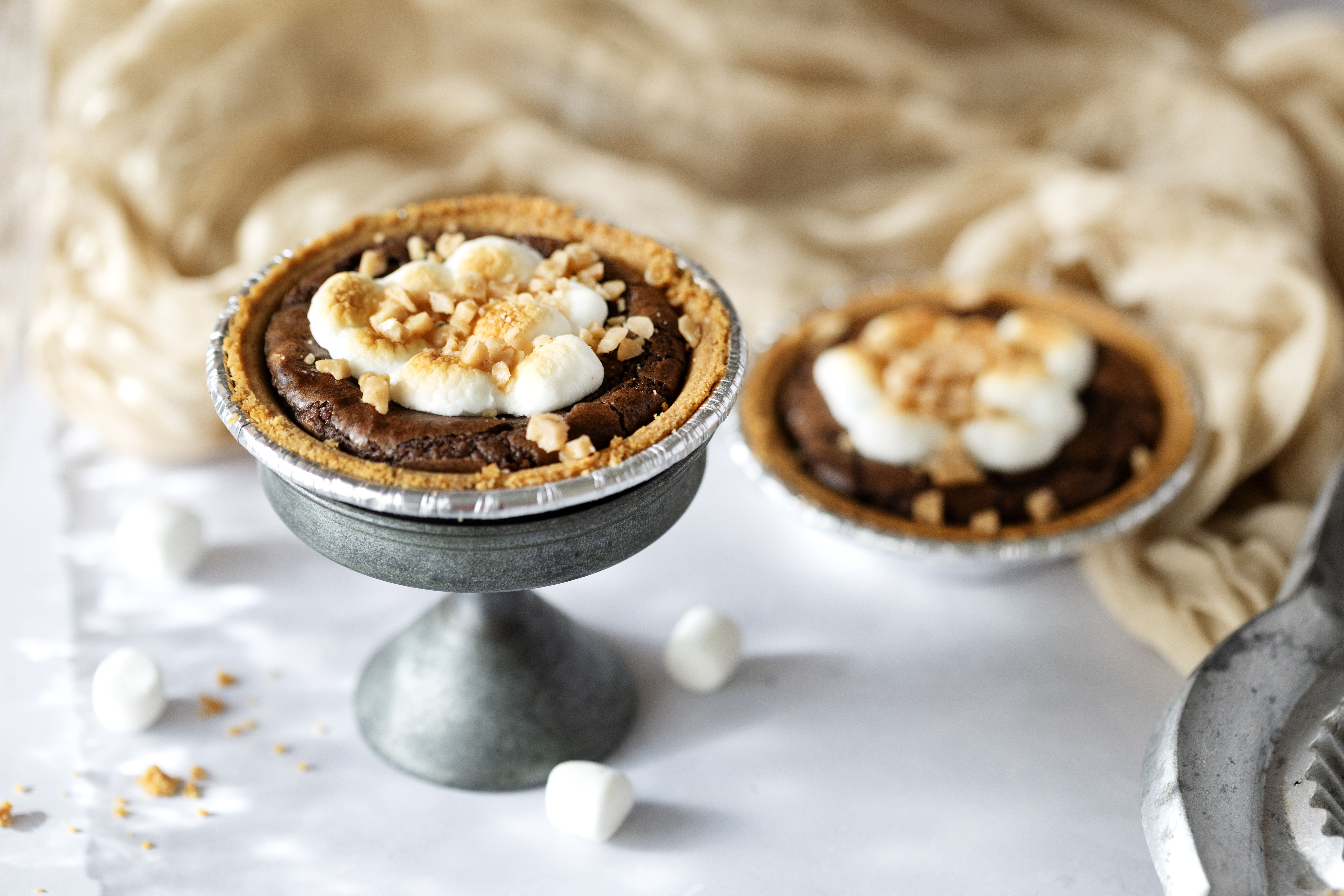 Gooey Toffee S’mores Brownie Pies