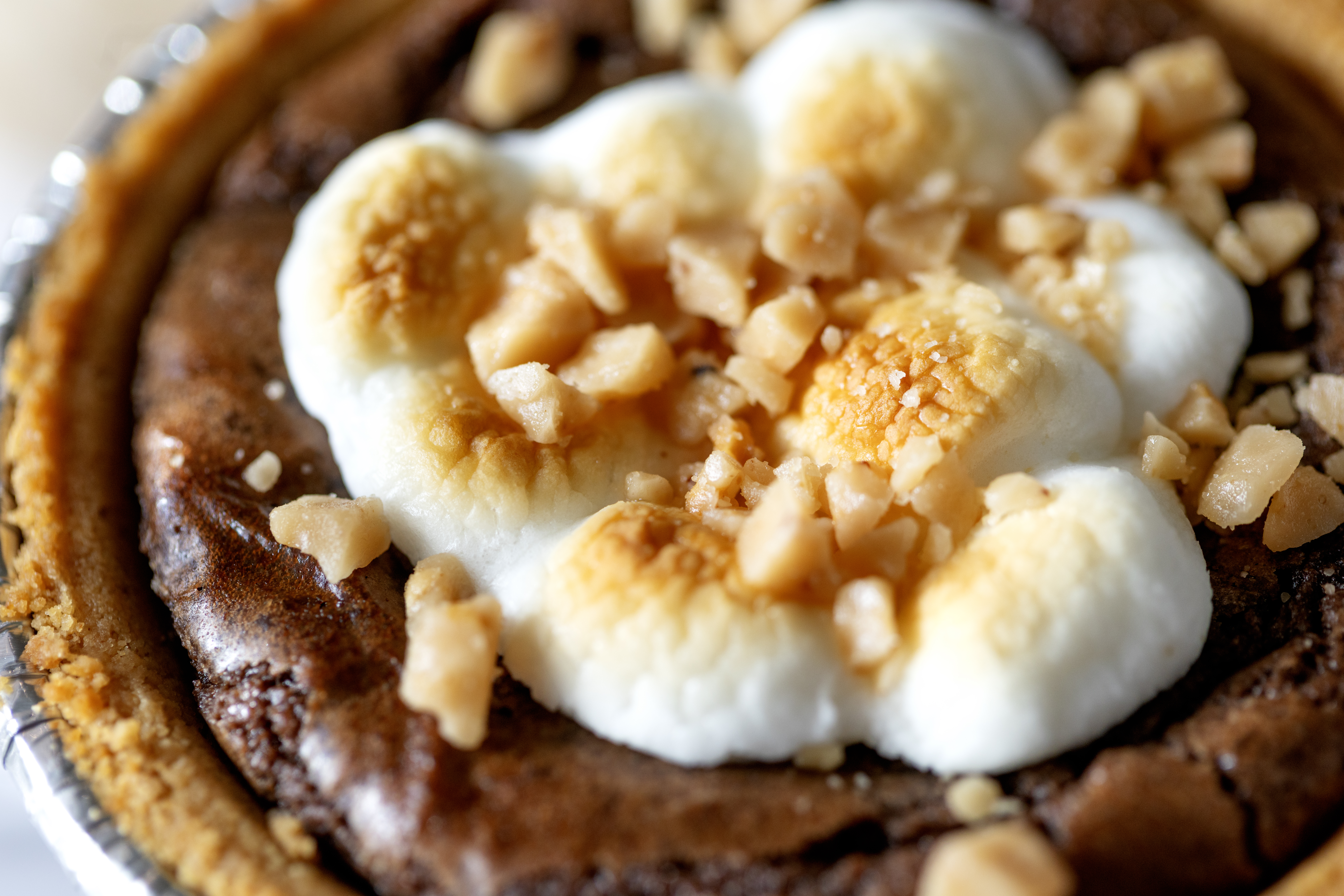 Gooey Toffee S’mores Brownie Pies