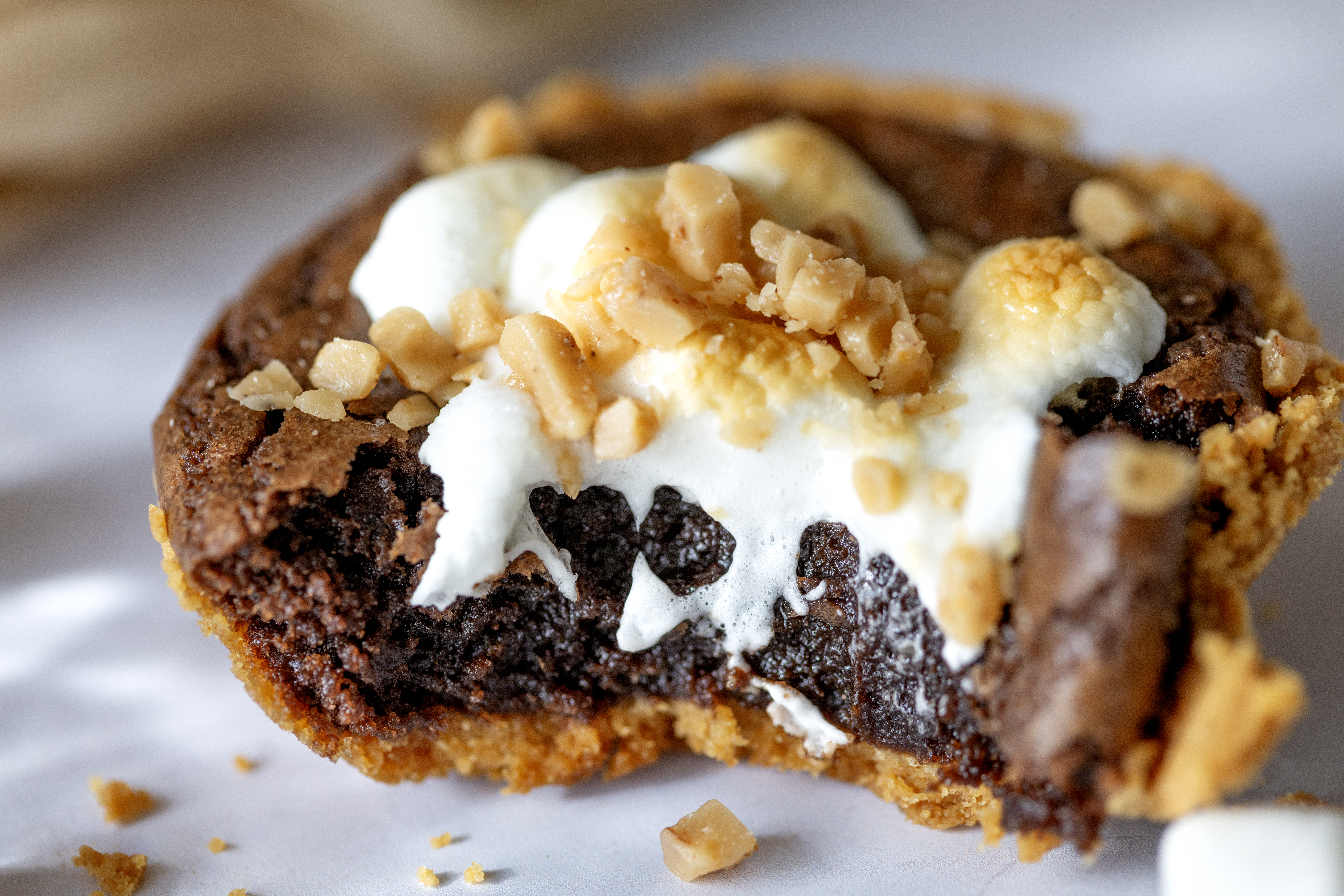 Gooey Toffee S’mores Brownie Pies