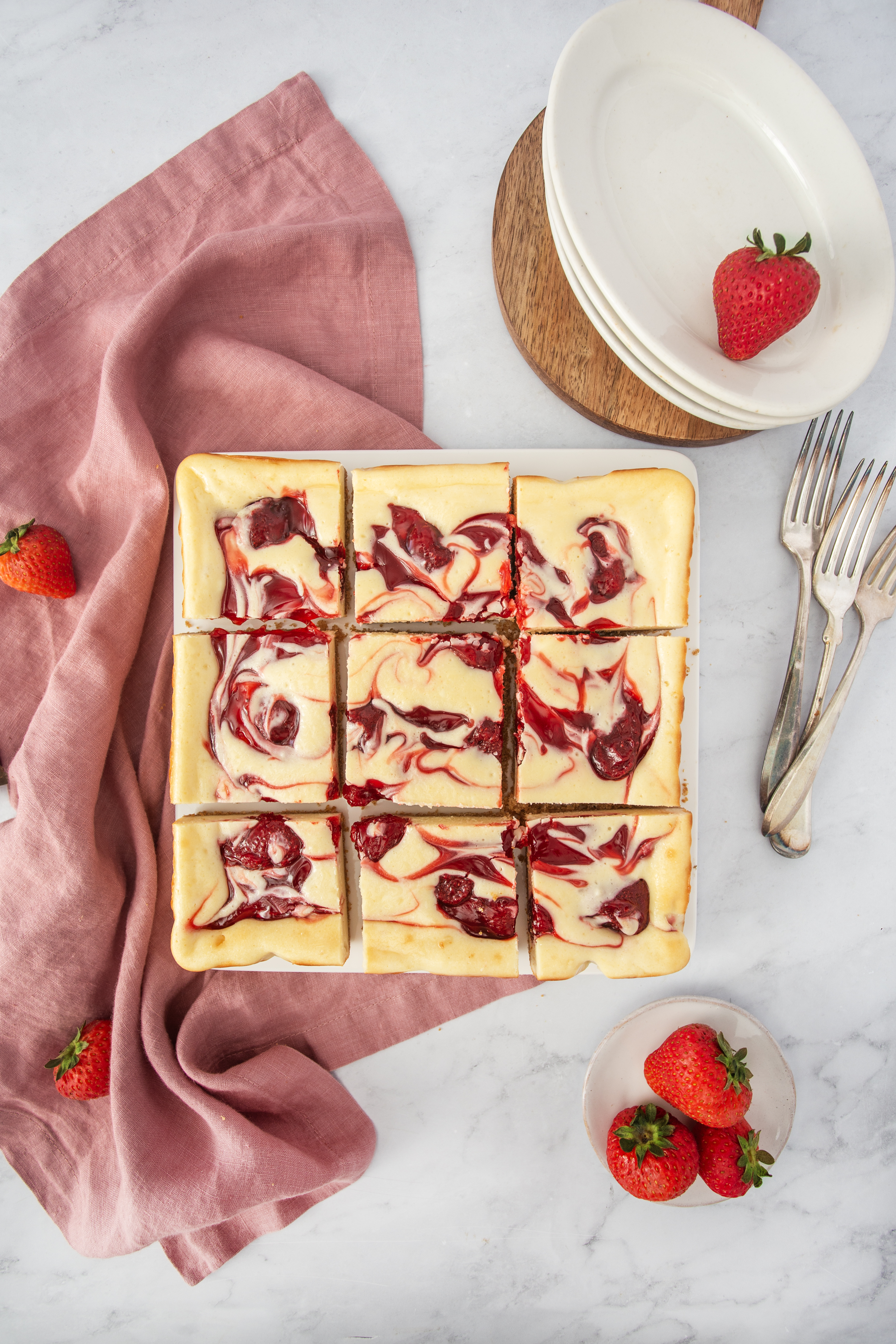 Strawberry Swirl Cheesecake Bars