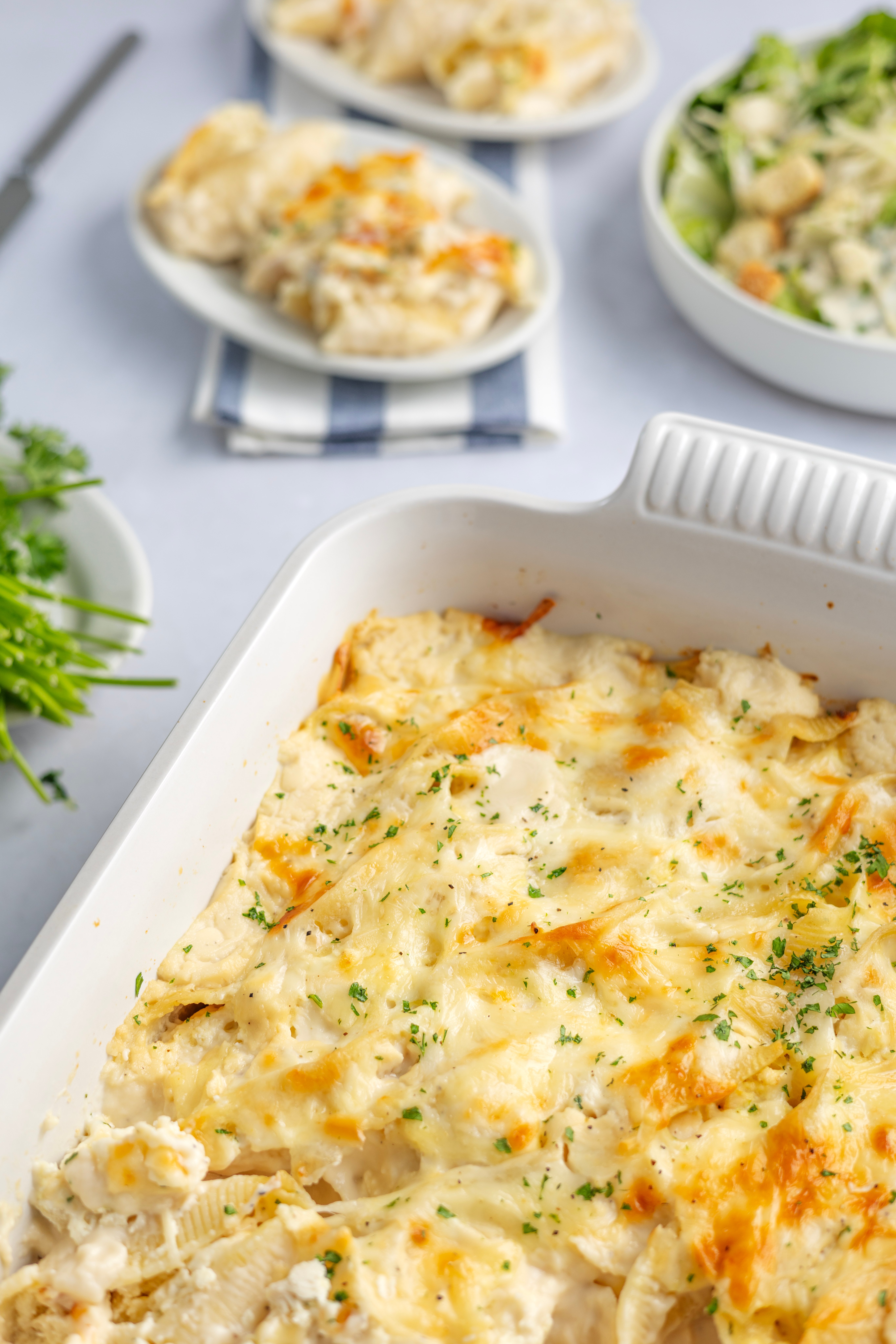 Cheesy Chicken Alfredo Stuffed Shells