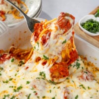 Cheesy Spaghetti and Meatball Casserole