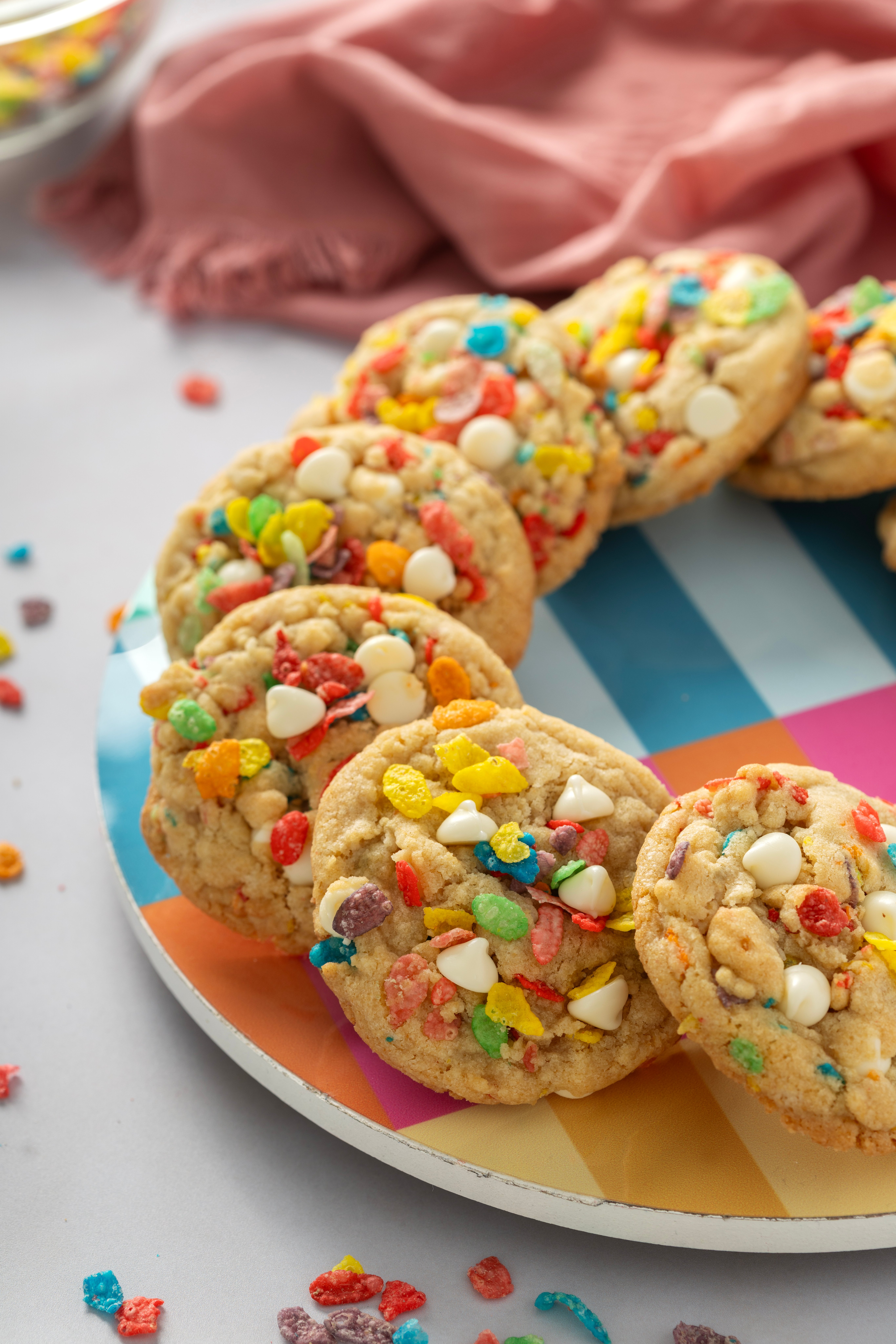 Fruity Pebbles White Chocolate Cookies
