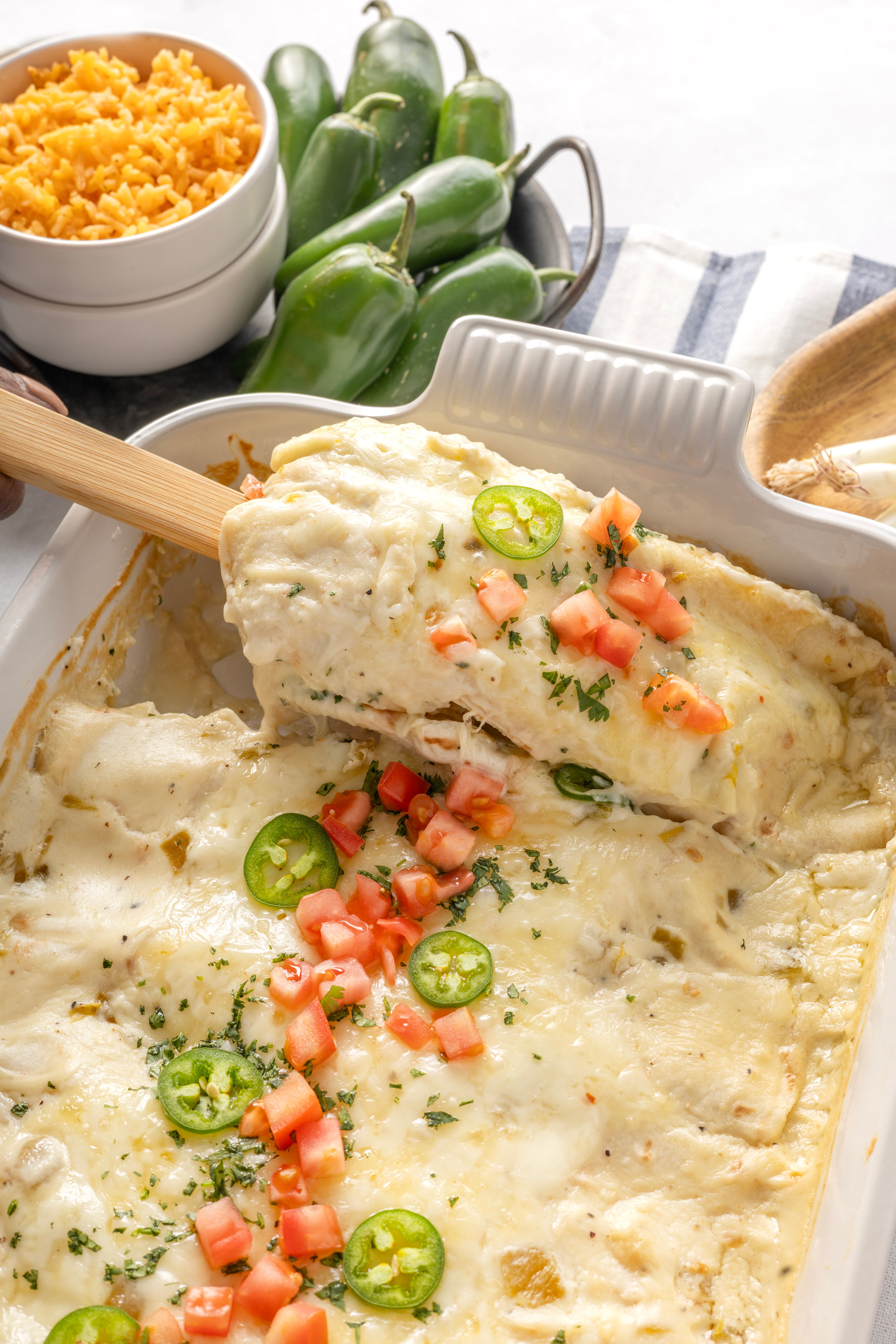 Creamy White Chicken Enchiladas