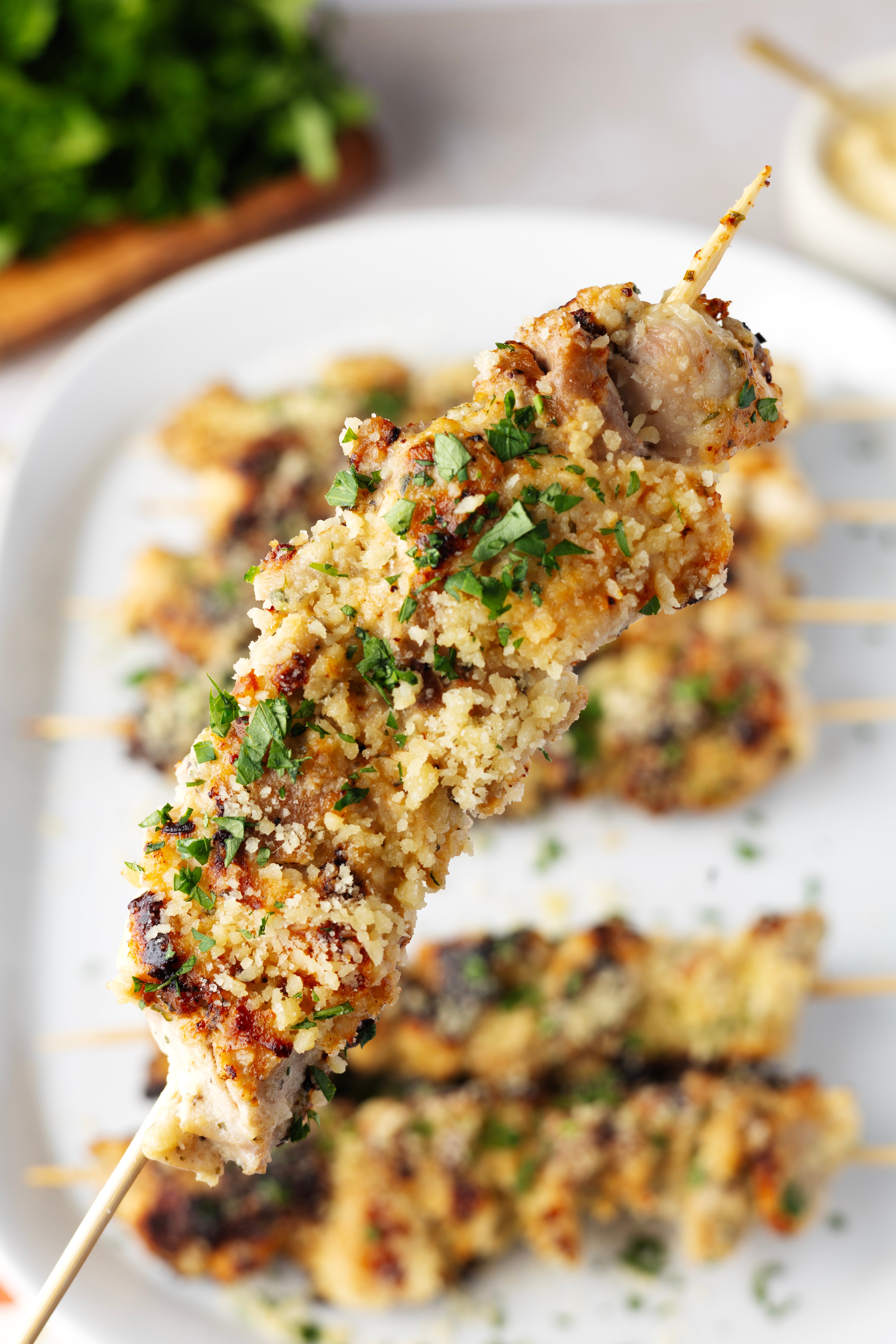 Ranch Garlic Parmesan Chicken Skewers