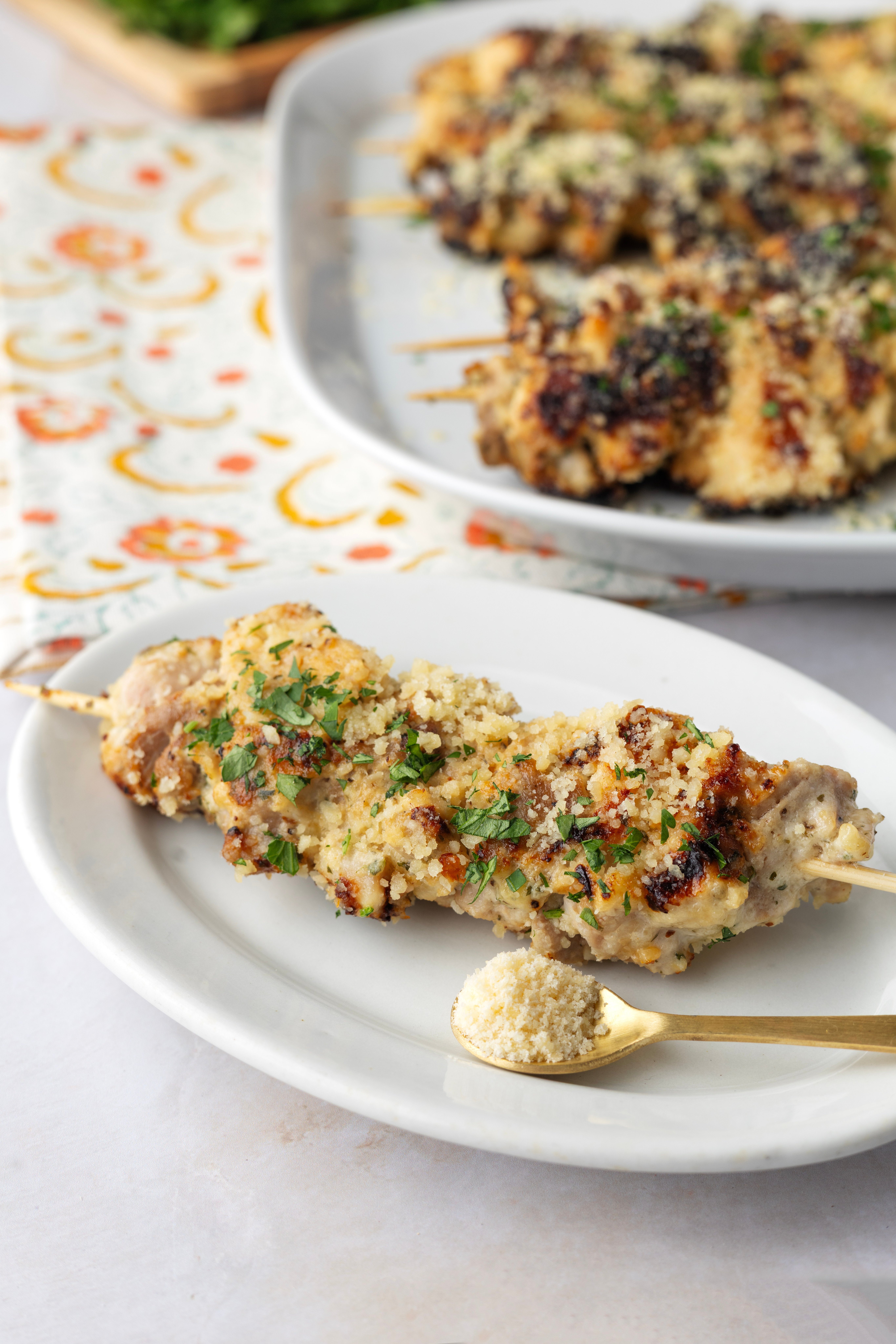 Ranch Garlic Parmesan Chicken Skewers