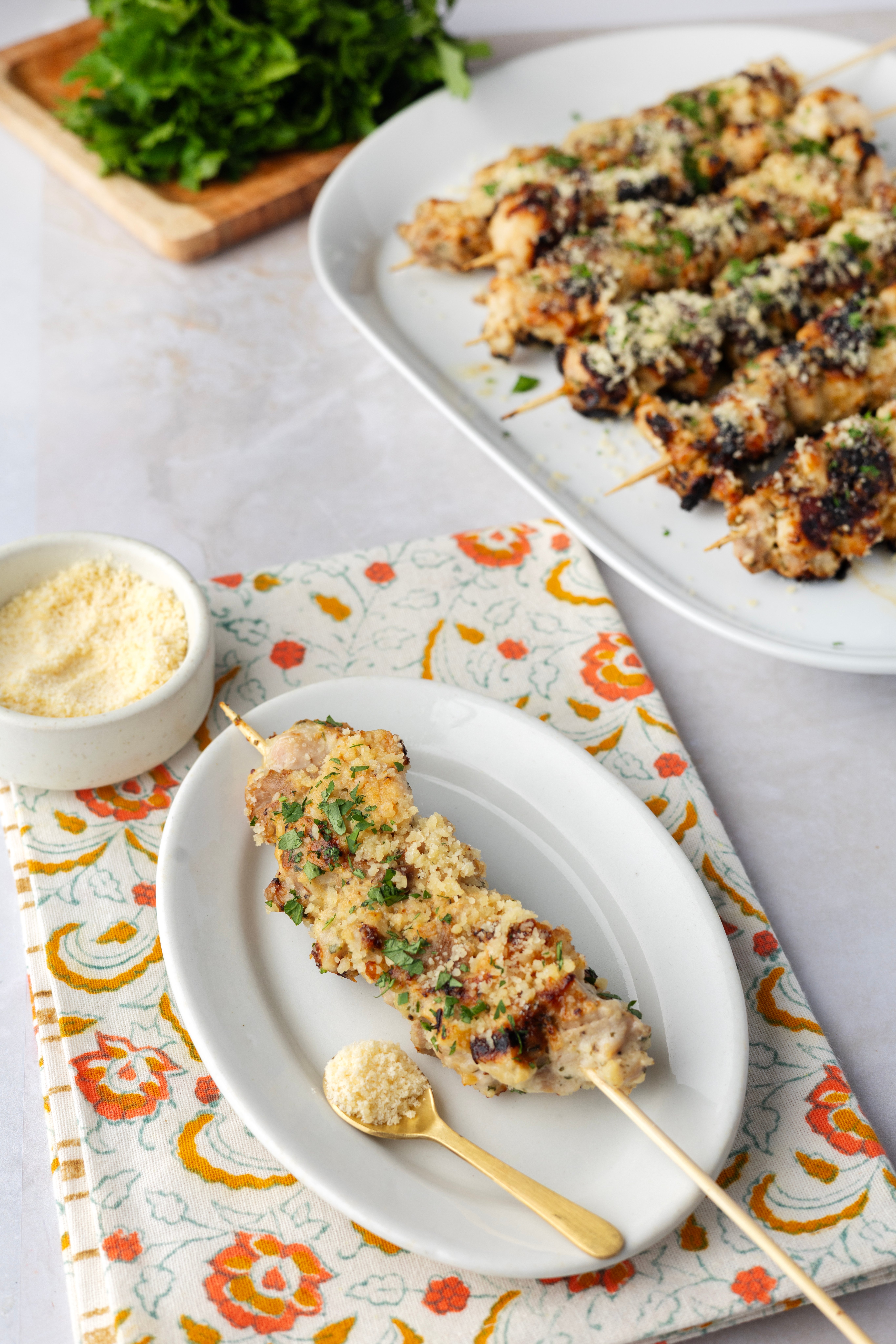 Ranch Garlic Parmesan Chicken Skewers