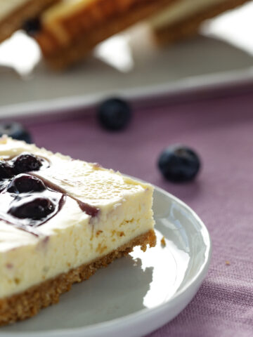 Blueberry Swirl Cheesecake Bars
