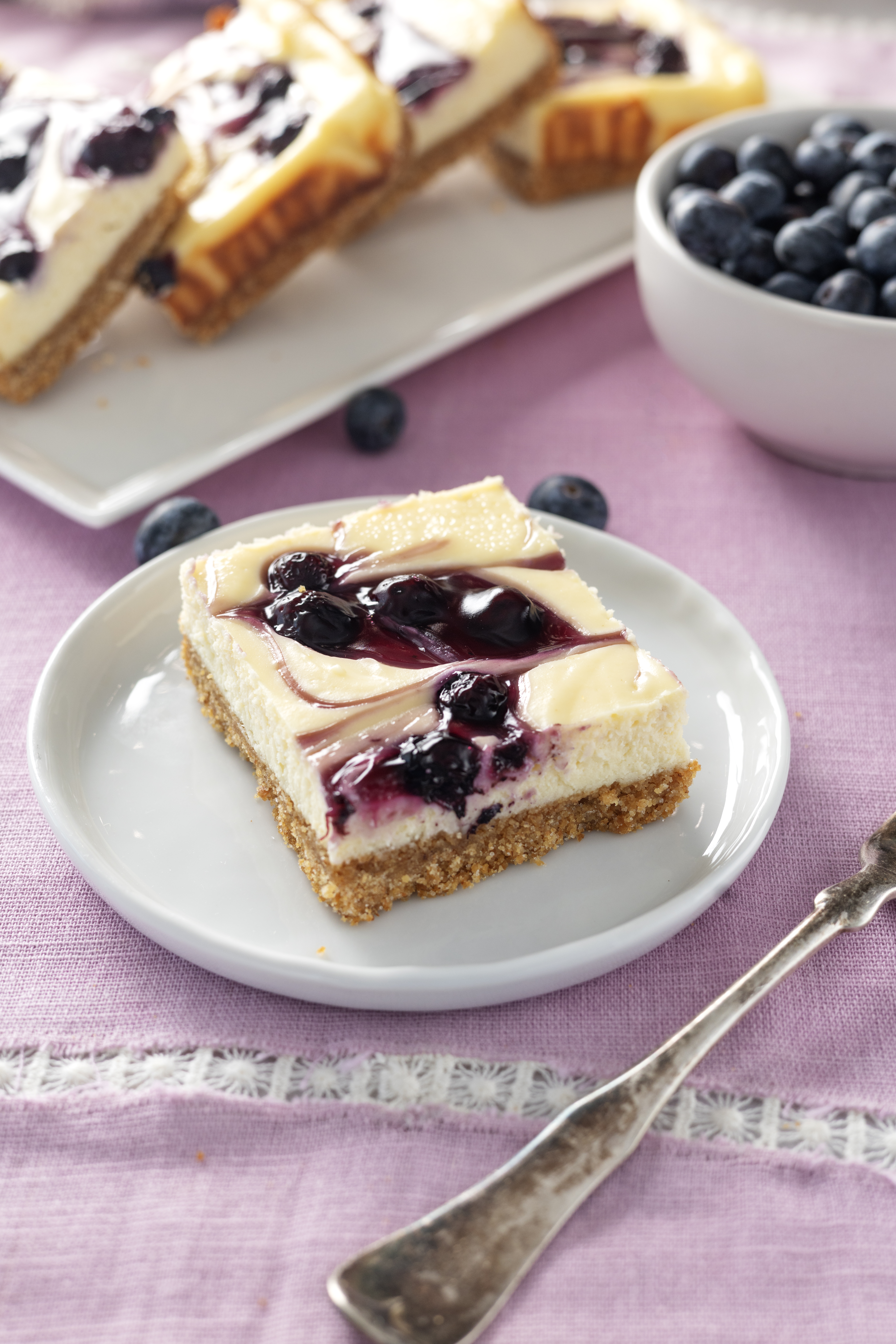 Blueberry Swirl Cheesecake Bars